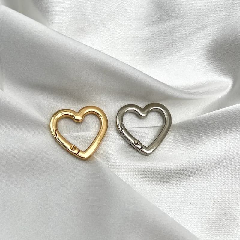 Anneaux de Sac en forme Coeur Doré et Argent  - 1